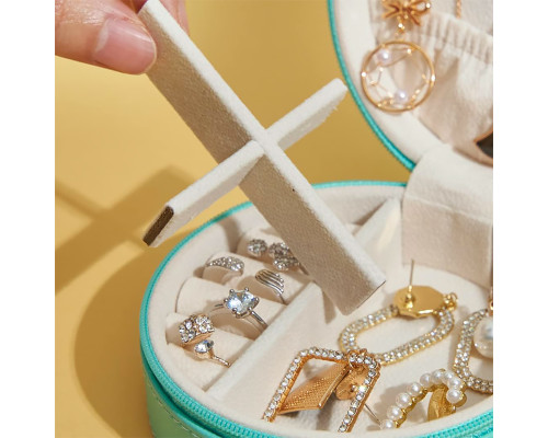 Шкатулка Casegrace SP-1257 для украшений и ювелирных изделий портативная круглая 11*11*5 см Turquoise