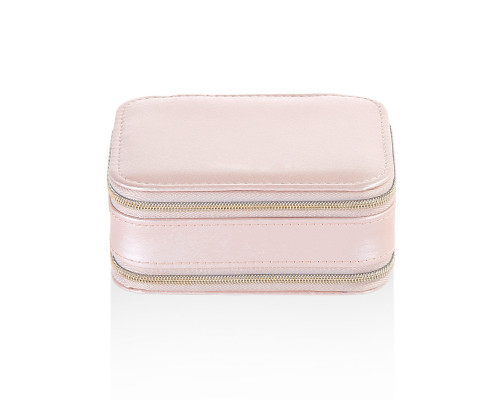 Шкатулка Casegrace SP-01167 для украшений и ювелирных изделий портативная с зеркалом и двойной молнией 11,5*8,5*5 см Pink