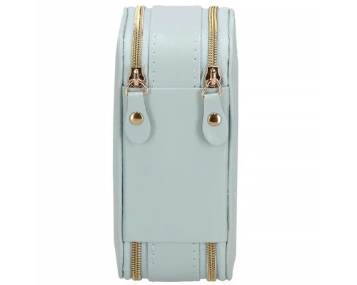 Шкатулка Casegrace SP-01167 для украшений и ювелирных изделий портативная с зеркалом и двойной молнией 11,5*8,5*5 см Blue