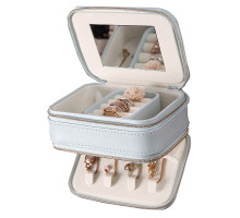 Шкатулка Casegrace SP-01167 для украшений и ювелирных изделий портативная с зеркалом и двойной молнией 11,5*8,5*5 см Blue