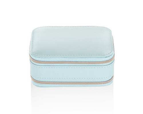 Шкатулка Casegrace SP-01167 для украшений и ювелирных изделий портативная с зеркалом и двойной молнией 11,5*8,5*5 см Blue