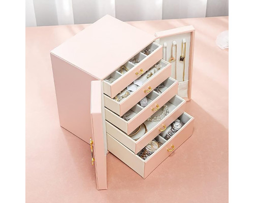 Шкатулка Casegrace SP-01181 для украшений и ювелирных изделий пятиуровневая 20,7*19,7*25cm Pink