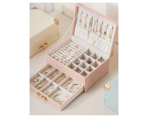 Шкатулка Casegrace SP-01261 для украшений и ювелирных изделий двухуровневая  23*17*12 см Pink