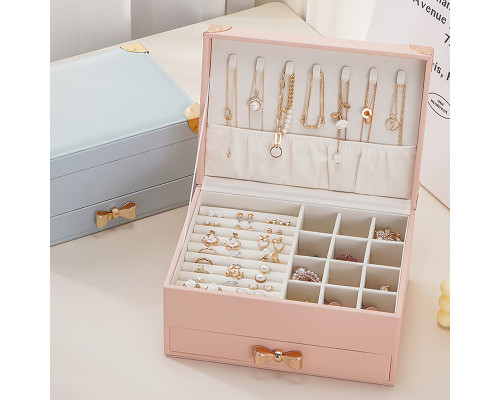 Шкатулка Casegrace SP-01261 для украшений и ювелирных изделий двухуровневая  23*17*12 см Pink