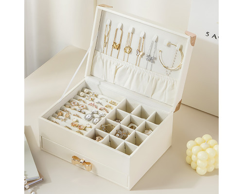 Шкатулка Casegrace SP-01261 для украшений и ювелирных изделий двухуровневая  23*17*12 см White