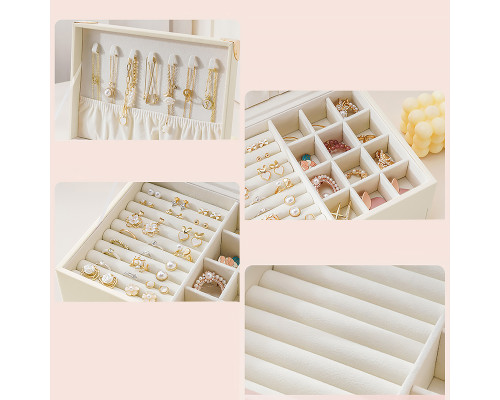 Шкатулка Casegrace SP-01261 для украшений и ювелирных изделий двухуровневая  23*17*12 см White