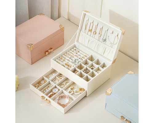 Шкатулка Casegrace SP-01261 для украшений и ювелирных изделий двухуровневая  23*17*12 см White