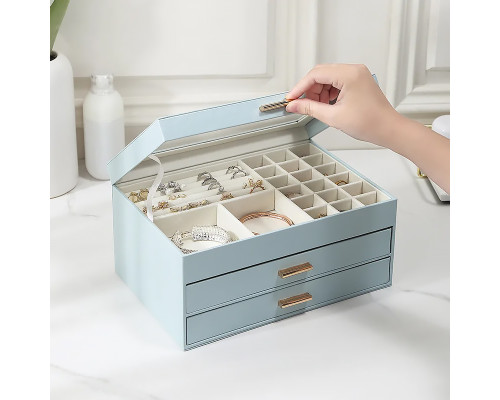 Шкатулка Casegrace SP-01223 для украшений и ювелирных изделий трехуровневая 26,5*18*13,5 см Blue