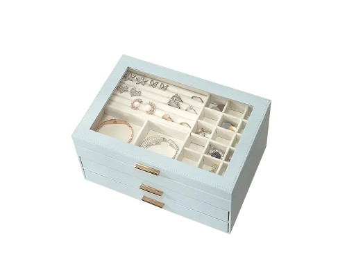 Шкатулка Casegrace SP-01223 для украшений и ювелирных изделий трехуровневая 26,5*18*13,5 см Blue