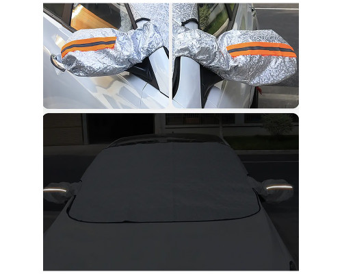 Защитная накидка чехол на лобовое стекло 8228 и зеркала от снега и солнца на 9 магнитах