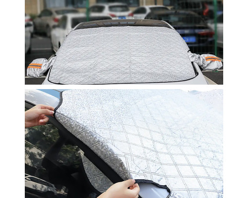 Защитная накидка чехол на лобовое стекло 8228 и зеркала от снега и солнца на 9 магнитах