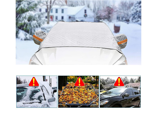 Защитная накидка чехол на лобовое стекло 8228 и зеркала от снега и солнца на 9 магнитах