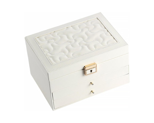 Шкатулка Casegrace SP-01265 для украшений и ювелирных изделий трехуровневая на замке с ключом 23*17*13,5 см White