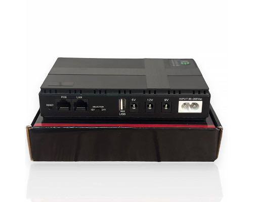 ИБП Andes DC1018P для WI-Fi роутера 5V 9V 12V 10400mAh с защитой от короткого замыкания Black