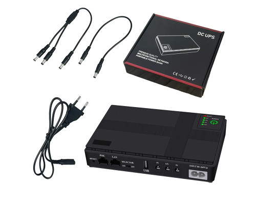 ИБП Andes DC1018P для WI-Fi роутера 5V 9V 12V 10400mAh с защитой от короткого замыкания Black