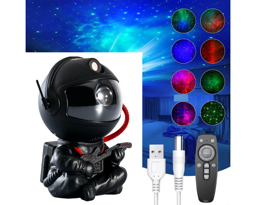 Проектор ночник Астронавт с гитарой HR-F2 звездное небо 7 режимов ДУ Black