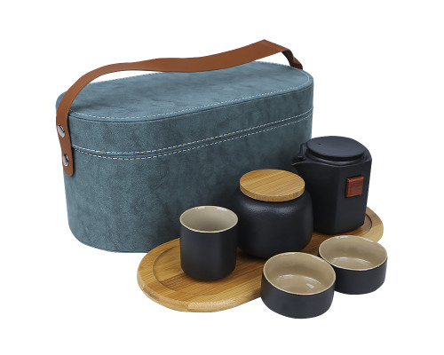 Дорожный набор 45521 для чайной церемонии из 7 предметов керамический Black