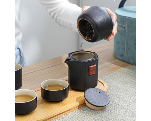 Дорожный набор 45521 для чайной церемонии из 7 предметов керамический Black