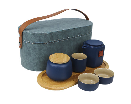 Дорожный набор 45521 для чайной церемонии из 7 предметов керамический Dark Blue