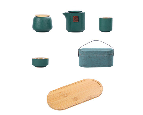 Дорожный набор 45521 для чайной церемонии из 7 предметов керамический Dark Green