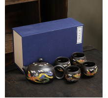 Дорожный чайный набор 20240527 Dragon and Phoenix заварник 220 ml + 4 пиалы с чехлом