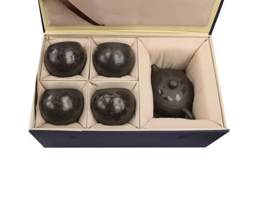 Дорожный чайный набор 20240527 Dragon and Phoenix заварник 220 ml + 4 пиалы с чехлом