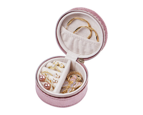 Органайзер шкатулка Casegrace SP-01306 для украшений и ювелирных изделий бархатная на молнии Pink