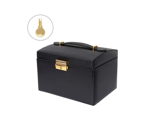 Шкатулка Casegrace SP-01111 для украшений и ювелирных изделий трехуровневая с зеркалом Black