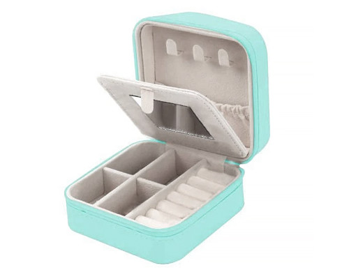 Шкатулка Casegrace SP-01194 для украшений и ювелирных изделий портативная с зеркалом на защелке Turquoise