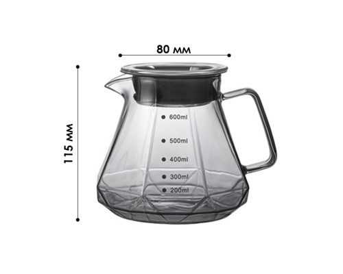 Сервер Choxila 11730 графин для приготовления кофе заварник для пуровера стеклянный 600 мл