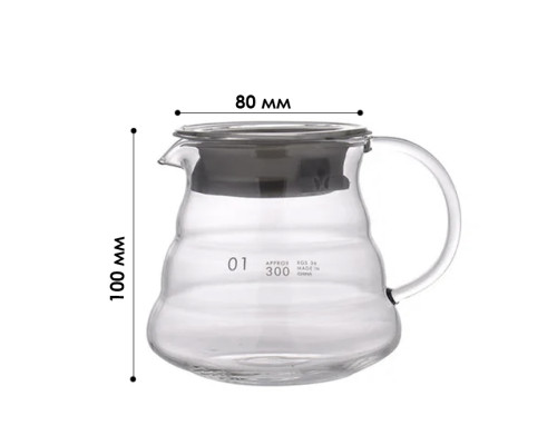 Сервер Choxila 11736 графин для приготовления кофе заварник для пуровера стеклянный 300 мл
