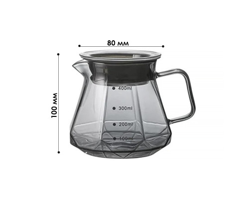 Сервер Choxila 11730 графин для приготовления кофе заварник для пуровера стеклянный 400 мл