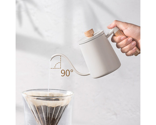 Чайник для заваривания кофе Choxila 11625 350 мл с длинным носиком и крышкой нержавеющая сталь White