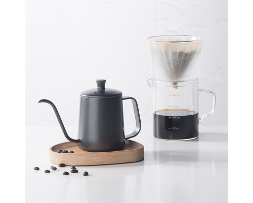 Чайник для заваривания кофе Choxila 11356 с длинным носиком и крышкой нержавеющая сталь Black 600 мл