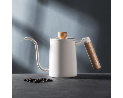 Чайник для заваривания кофе Choxila 11625 600 мл с длинным носиком и крышкой нержавеющая сталь White