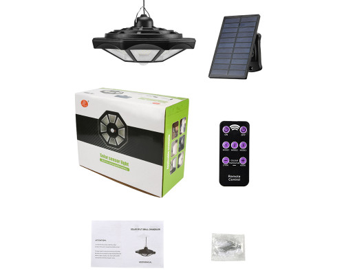 Кемпинговый фонарь X-Balog BL-ZB168A подвесной с солнечной батареей пультом управления водонепроницаемый пластиковый