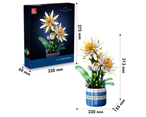 3D конструктор набор строительных блоков JIE-STAR 9033 Epiphyllum Bonsai 835 деталей пластиковый