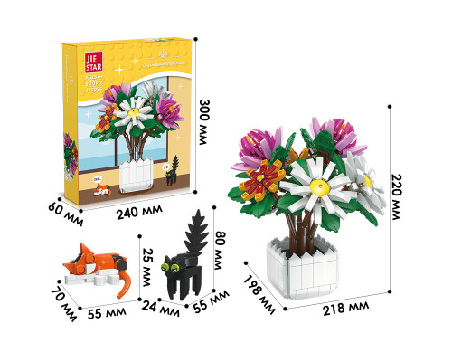 3D конструктор набор строительных блоков JIE-STAR 9036 Chrysanthemum potted plants 900 деталей пластиковый