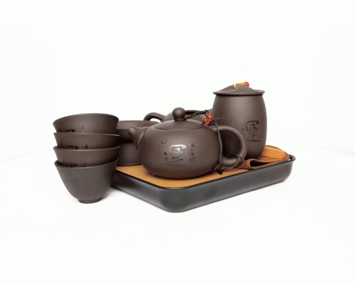 Дорожный набор для чайной церемонии керамический Black Matt