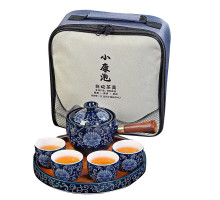 Дорожный набор для чайной церемонии керамический на 4 персоны Blue Lotos