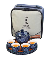 Дорожный набор для чайной церемонии керамический на 4 персоны Blue Lotos