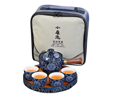 Дорожный набор для чайной церемонии керамический на 4 персоны Blue Lotos