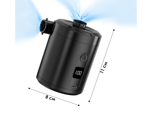 Аккумуляторный воздушный насос для матрасов WQ-022 портативный электронасос на аккумуляторе 5200 мАч Black
