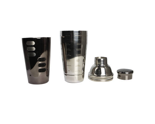 Шейкер для коктейлей FS7263 из нержавеющей стали 600 мл с рецептами Black