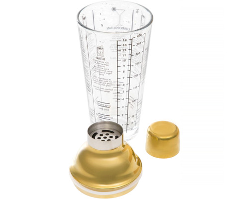 Шейкер для коктейлей KM-40G стеклянный 400 мл Gold