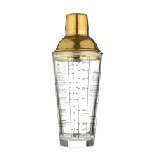 Шейкер для коктейлей KM-40G стеклянный 400 мл Gold