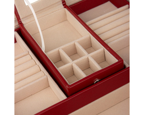 Шкатулка Casegrace SP-01130 для украшений и ювелирных изделий с зеркалом на замке с ключом Red