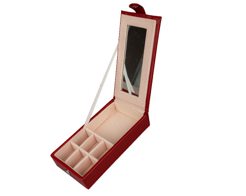 Шкатулка Casegrace SP-01130 для украшений и ювелирных изделий с зеркалом на замке с ключом Red