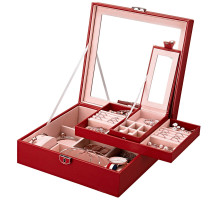 Шкатулка Casegrace SP-01130 для украшений и ювелирных изделий с зеркалом на замке с ключом Red