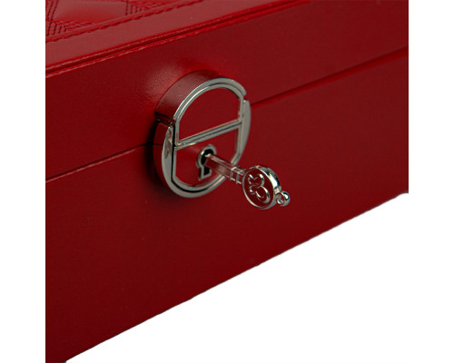 Шкатулка Casegrace SP-01130 для украшений и ювелирных изделий с зеркалом на замке с ключом Red